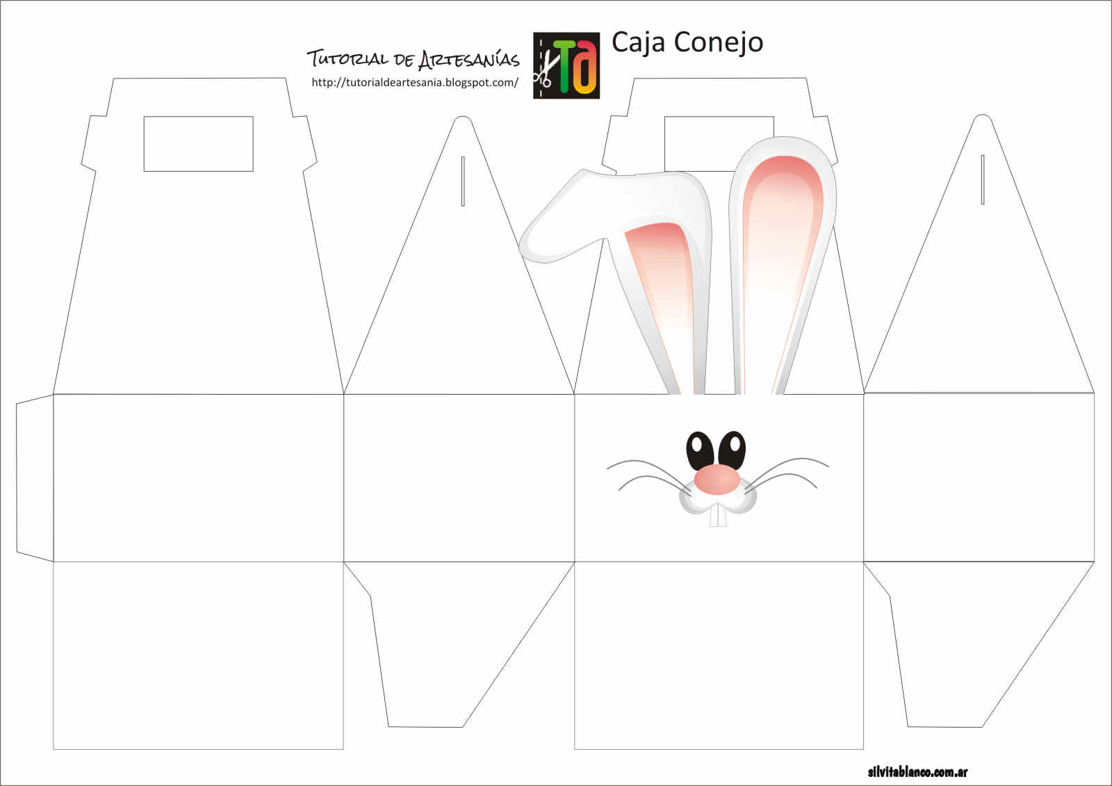 caja conejo molde para hacer