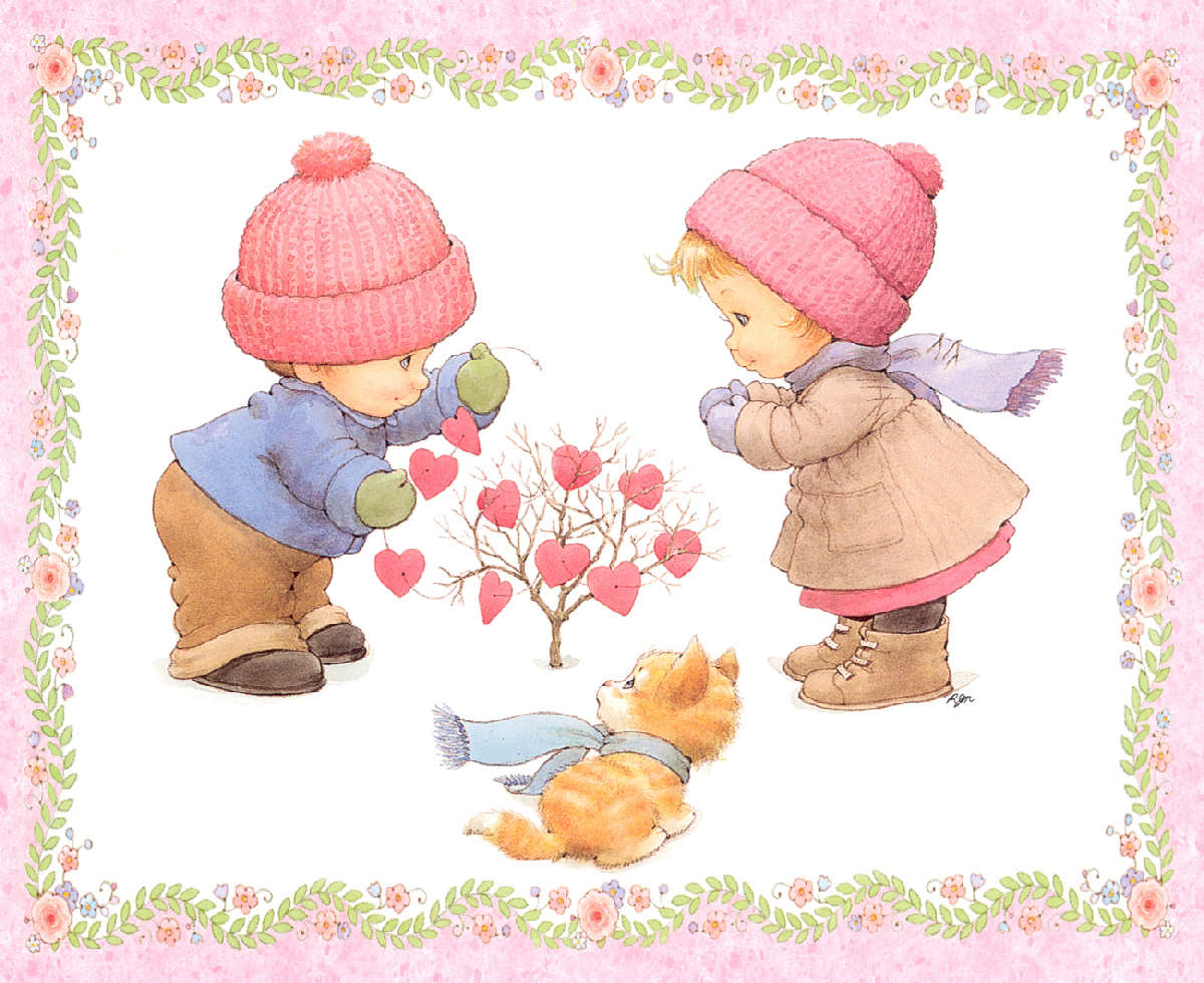 niños en San Valentín Febrero Ruth Morehead