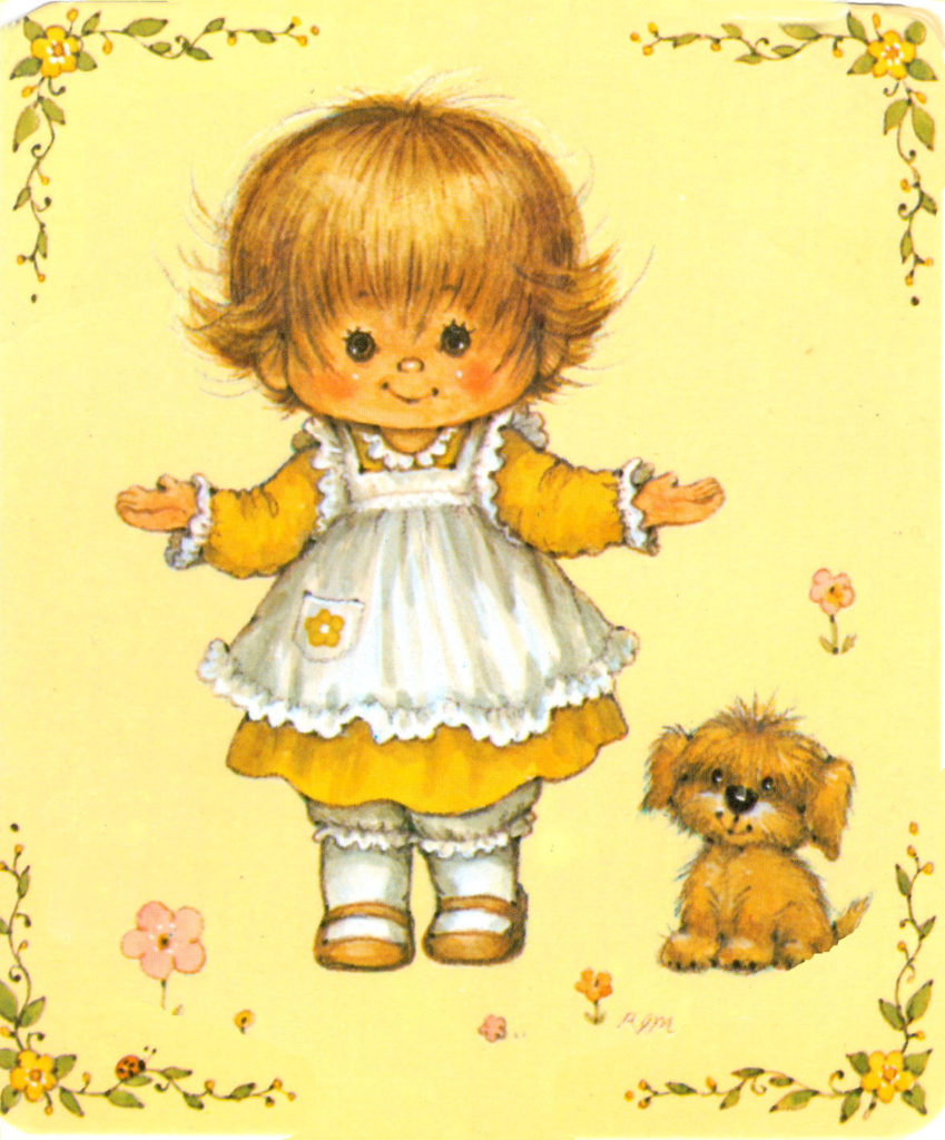 rmpostcardgiirlandpuppymm x