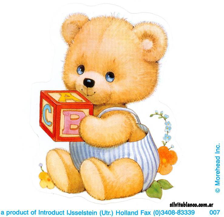 MH Stickers Teddy holding toy cube with letters mm