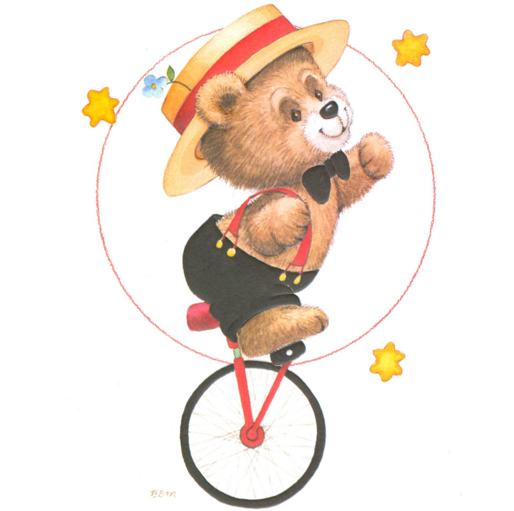 BDMTeddywithblackoverallsunicyclemm x