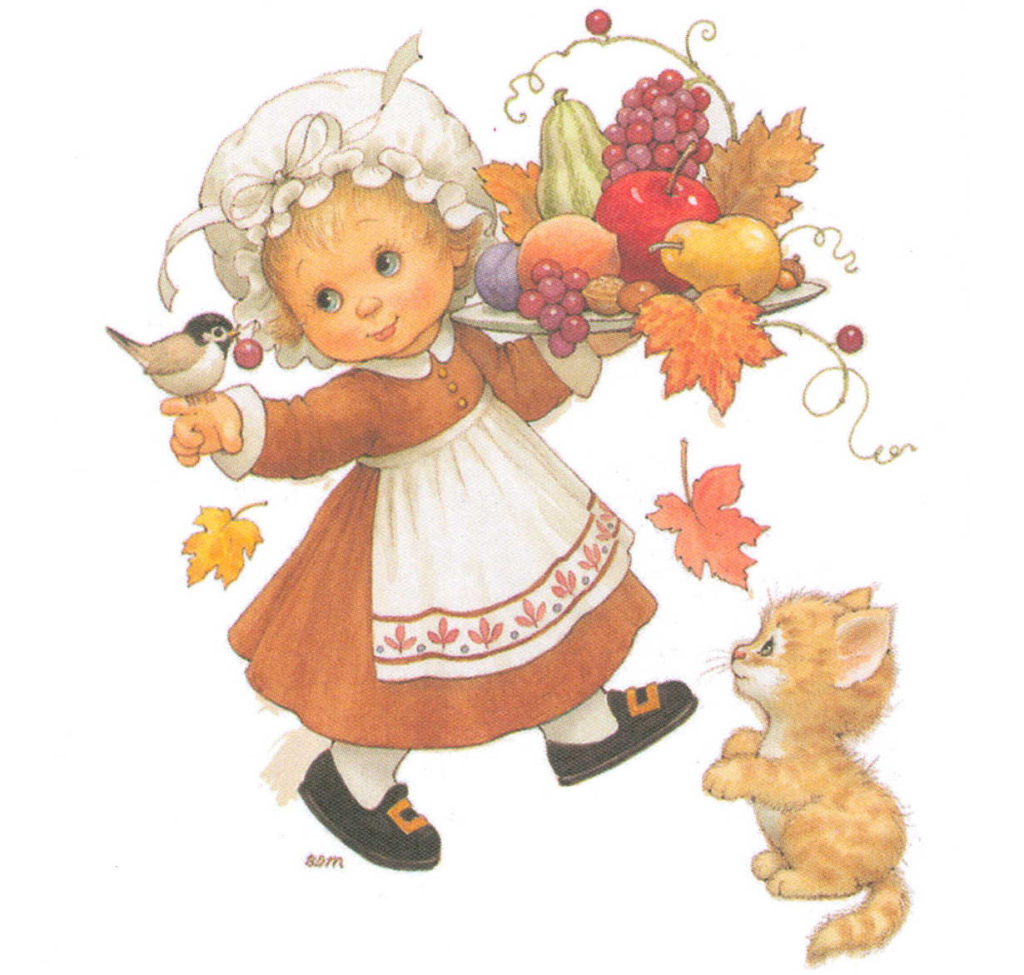 BDMThanksgivingGirlholdingtrayoffruitsandvegetableskitteandbirdmm x