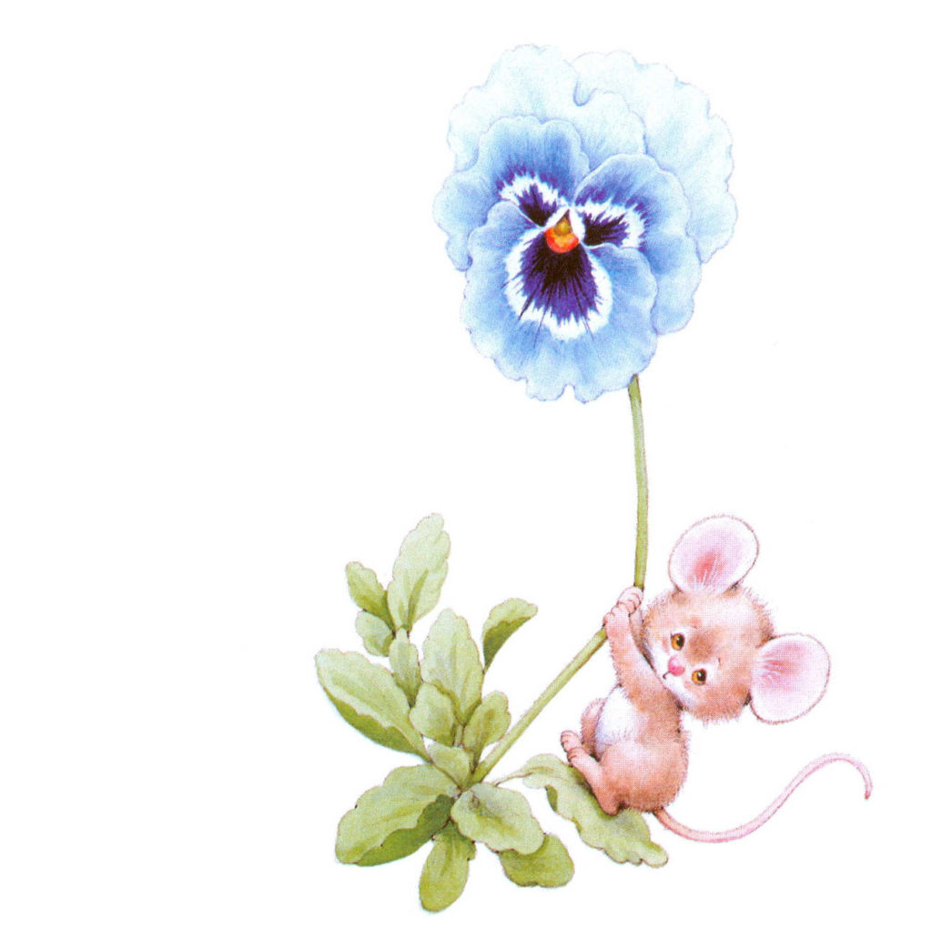 Mouse playing with flowers
