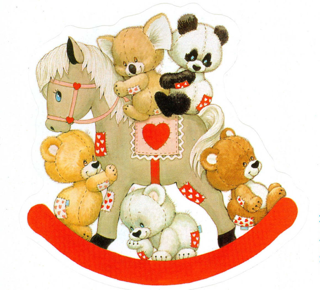 MHanimalsStickersRagTagTeddiesonwoodenhorsemm x