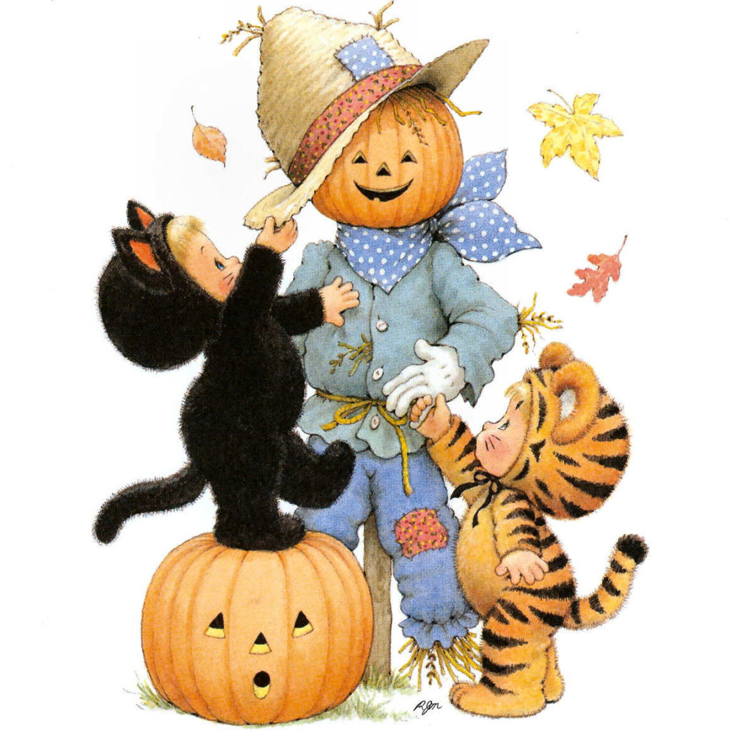 RMHalloweenChildrenwithscarecrowmm x