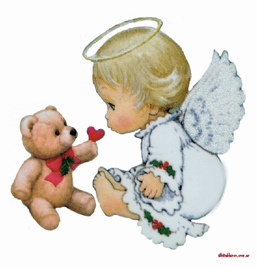 Christmas angel with teddy bear