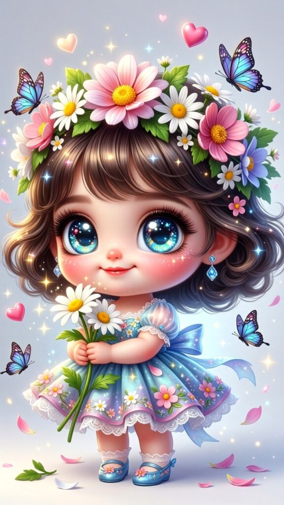 Niñas con margaritas — Ilustraciones infantiles