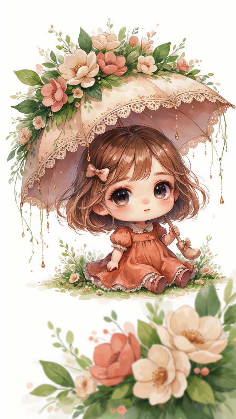 🌂 Chibi Paraguas - Cobrizo Terracota