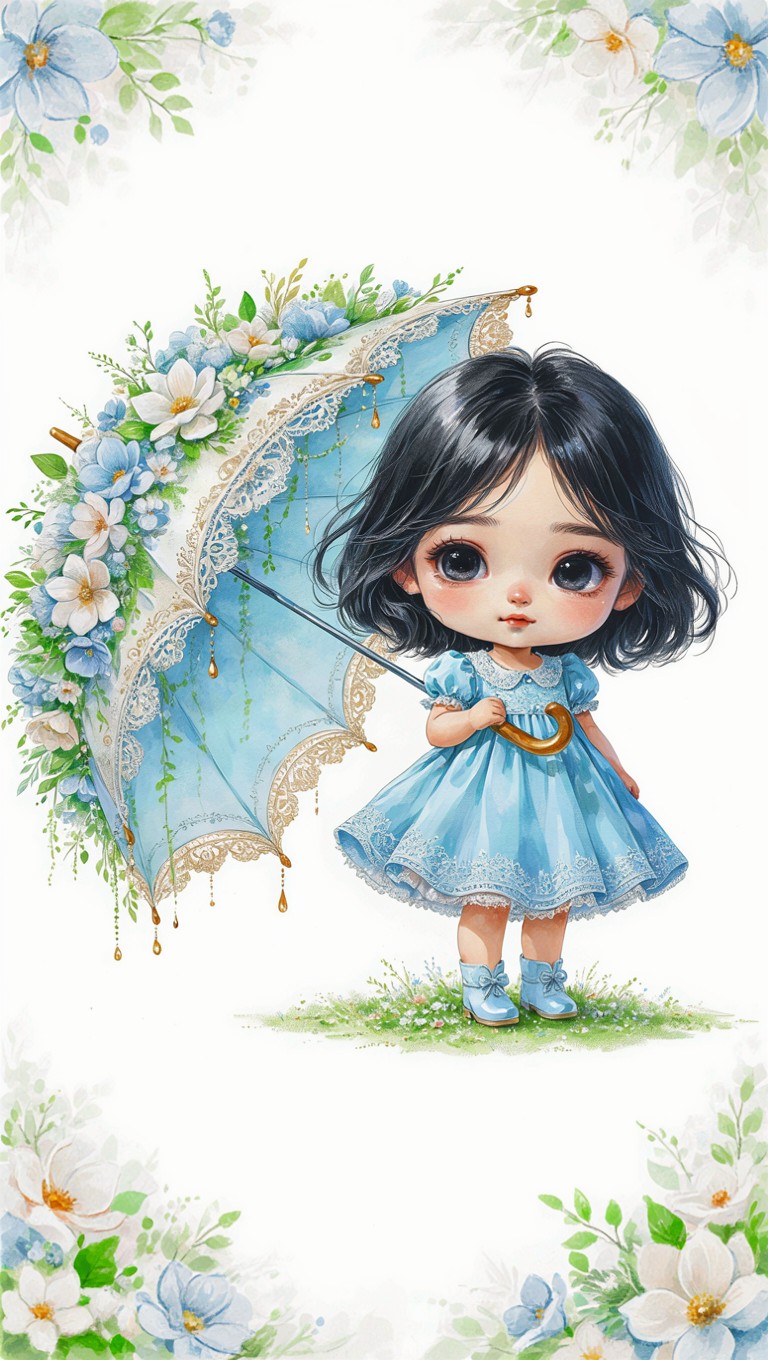 🌂 Chibi Paraguas - Morocha Azul