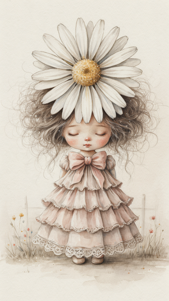 Ilustraciones storybook — margarita gigante y acuarela