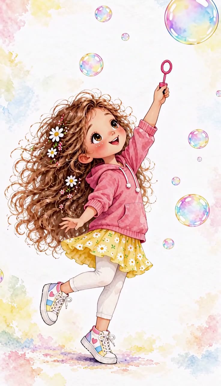Niña jugando con burbujas