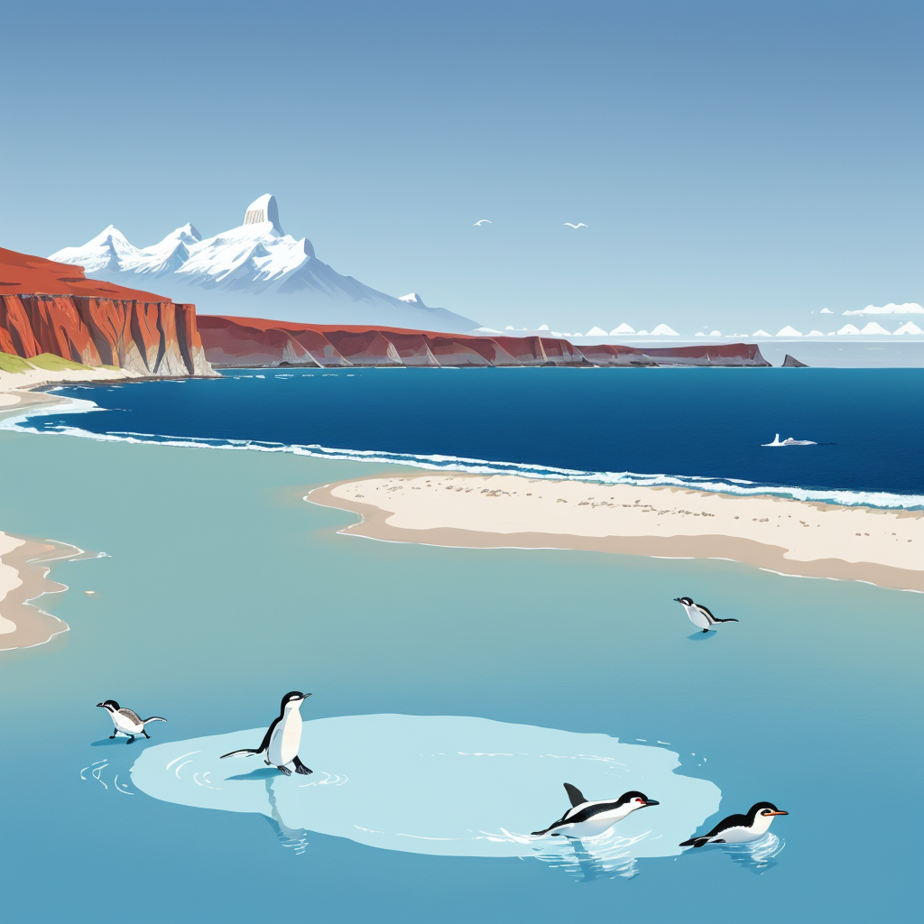 Pingüinos y ballena en la costa patagónica
