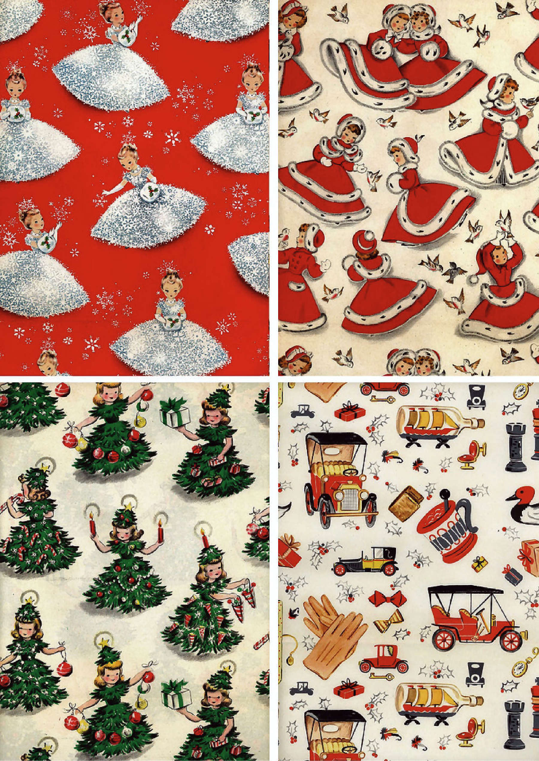 Vintage Papeles Navideños Estampados