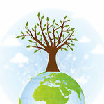 Clipart Illustration Picture Of A Strong And Healthy Tree With White Flowers Growing On Top Of The Earth
