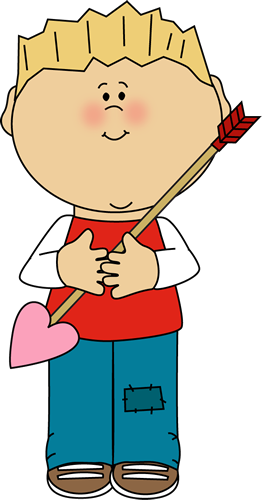boy holding valentines day arrow