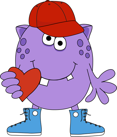 boy monster holding heart