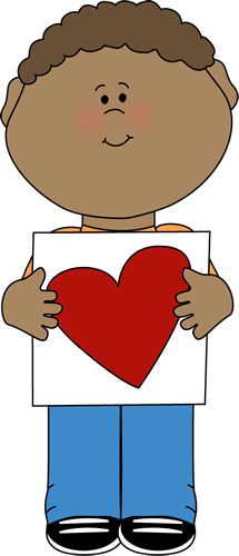 boy with valentine heart drawing