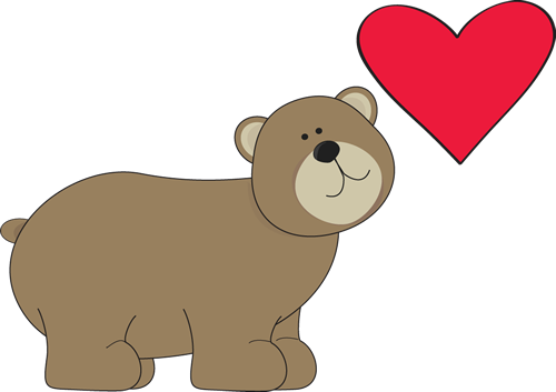 brown bear with red heart clip art