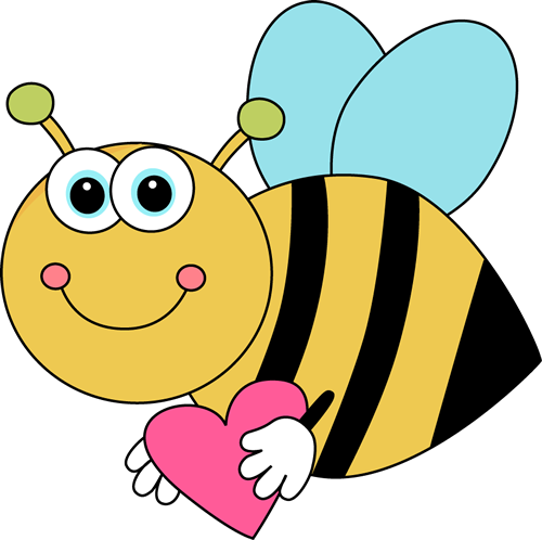 cartoon valentines bee flying with heart