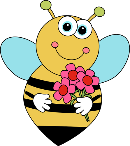 cartoon valentines bee with flowers