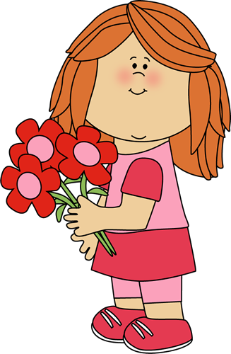 girl holding valentines day flowers