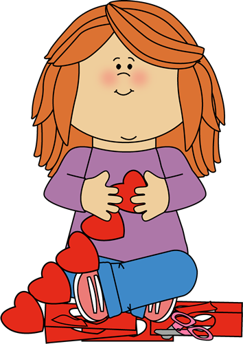 girl making valentine clip art