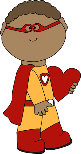 valentines day superhero boy with heart