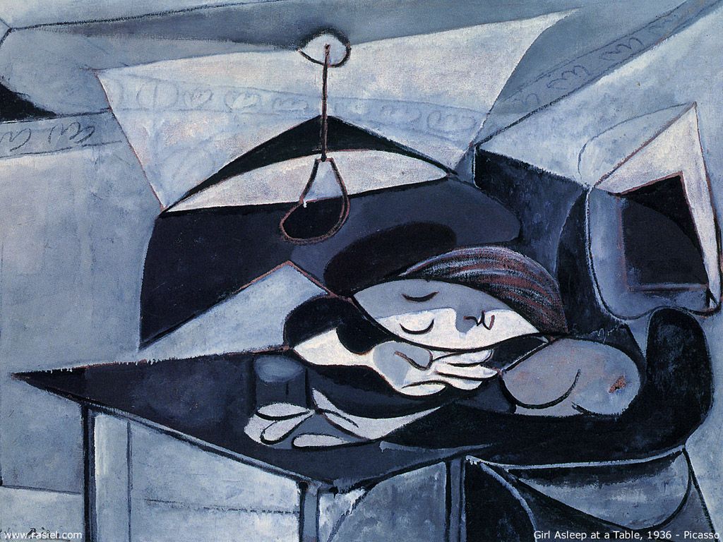 GIRL ASLEEP AT A TABLE, 1936 PABLO PICASSO Art Illustration