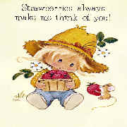 rm taffy collection girlholdingbasketofstrawberrieswithmousemms