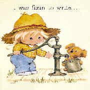 rm taffy collectiongirlpumpingwaterfromwellwithherpuppymms