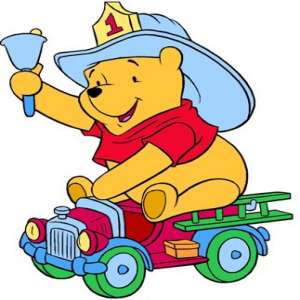 pooh en camion bomberos