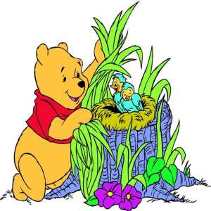 pooh joelhos olhando ninho
