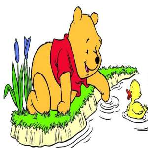 pooh olhando patinho