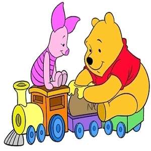pooh piglet brincando trenzinho